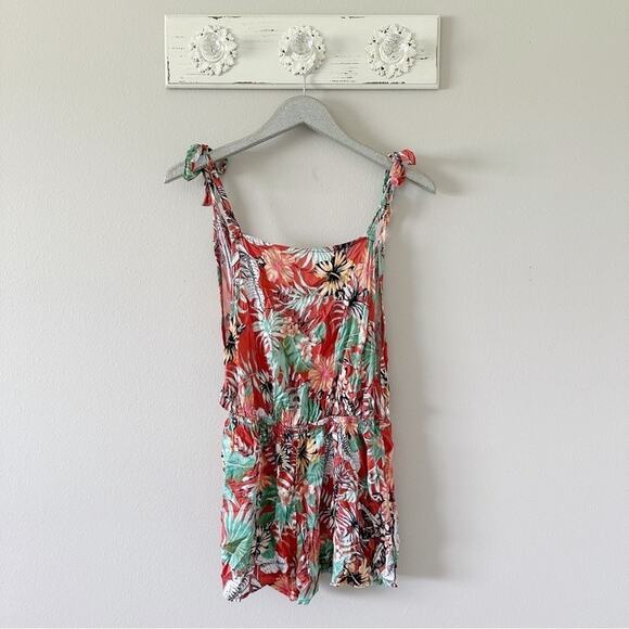 The Bikini Lab Tropical Floral Print Swimsuit Coverup Romper - Picture 2 of 5